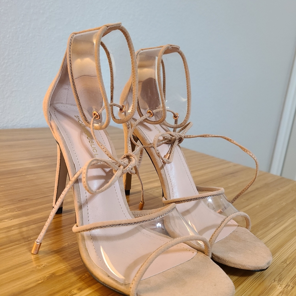 Shoe Republica LA Nude Lace up Heels Size 8
